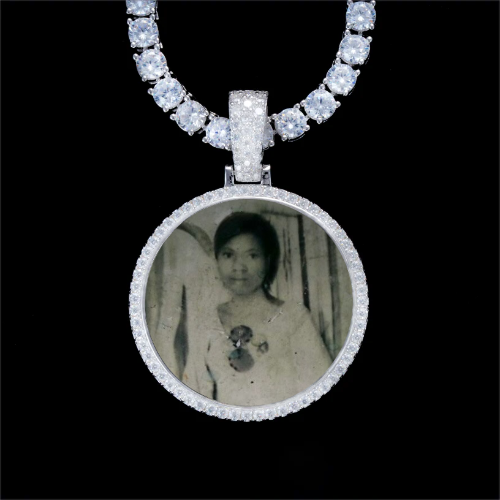 925S & VVS Moissanite 3D Circle Custom Picture Pendant