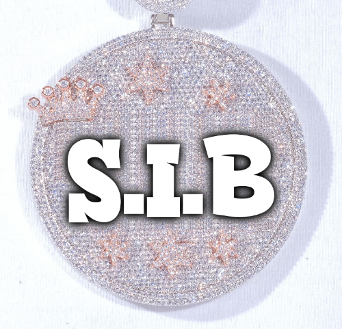 CUSTOM LETTER NECKLACE 3D BIG CROWN DISC