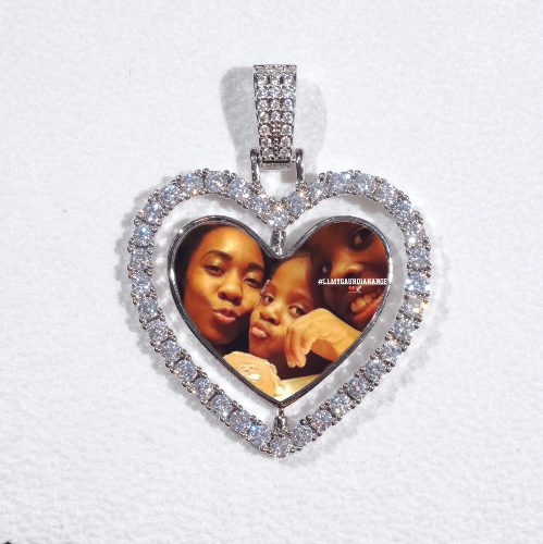 3D Spinning 2-Faced Heart Custom Picture Pendant
