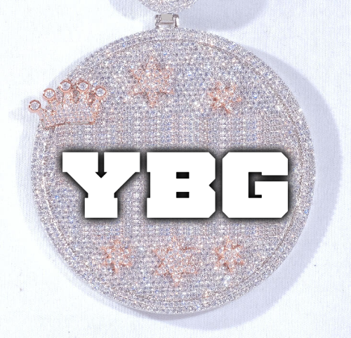 CUSTOM LETTER NECKLACE 3D BIG CROWN DISC
