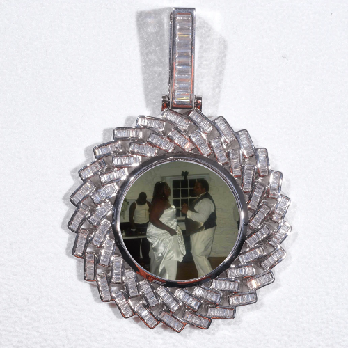 Large 3D Baguette Custom Picture Pendant