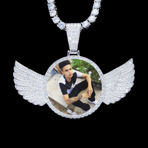 925S & VVS Moissanite 3D Wing Custom Picture Pendant