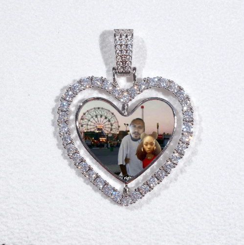 3D Spinning 2-Faced Heart Custom Picture Pendant