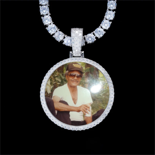 925S & VVS Moissanite 3D Circle Custom Picture Pendant