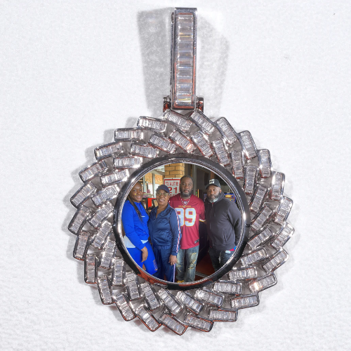 Large 3D Baguette Custom Picture Pendant