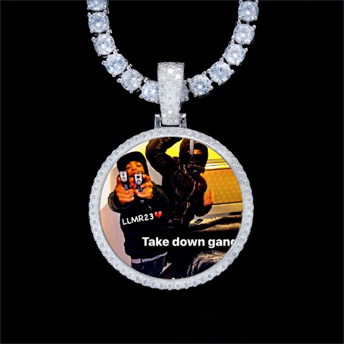 925S & VVS Moissanite 3D Circle Custom Picture Pendant