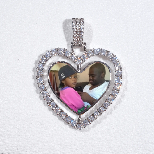 3D Spinning 2-Faced Heart Custom Picture Pendant