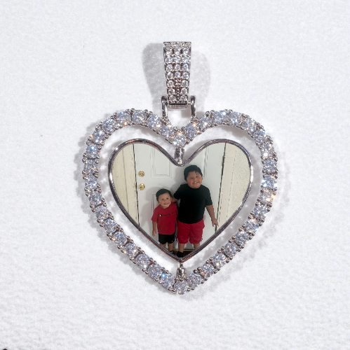 3D Spinning 2-Faced Heart Custom Picture Pendant