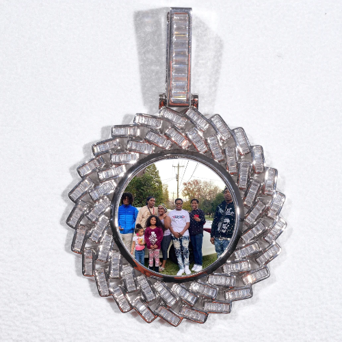 Large 3D Baguette Custom Picture Pendant