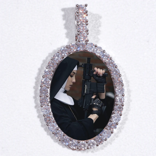 Large 3D Oval Custom Picture Pendant