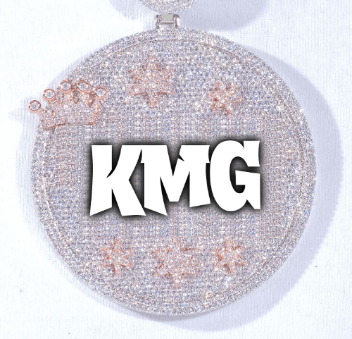 CUSTOM LETTER NECKLACE 3D BIG CROWN DISC