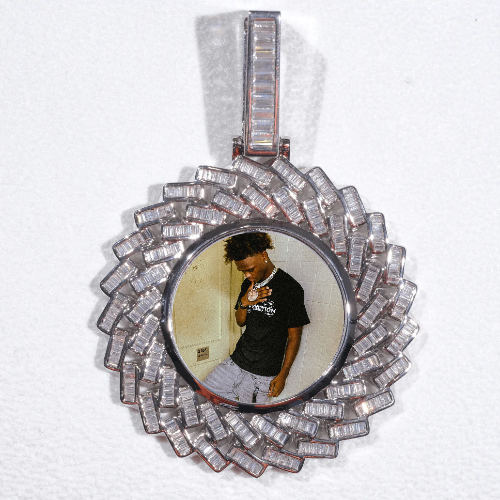 Large 3D Baguette Custom Picture Pendant