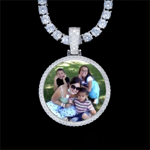 925S & VVS Moissanite 3D Circle Custom Picture Pendant