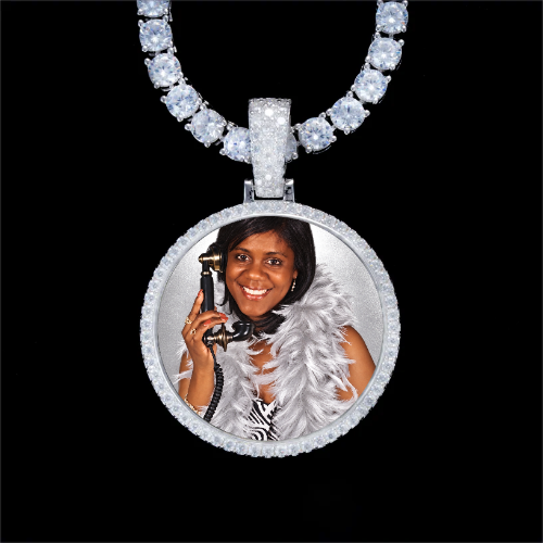 925S & VVS Moissanite 3D Circle Custom Picture Pendant