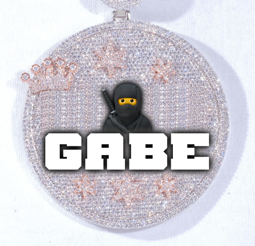 CUSTOM LETTER NECKLACE 3D BIG CROWN DISC