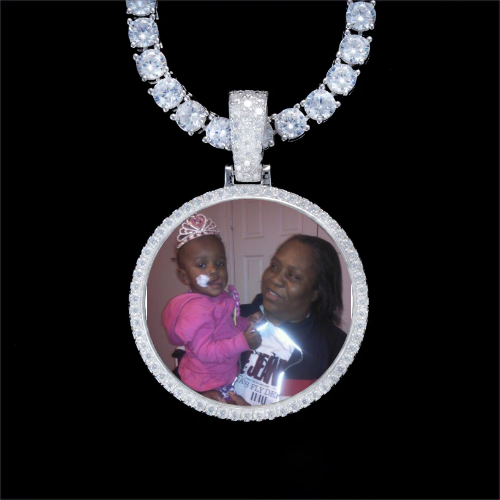925S & VVS Moissanite 3D Circle Custom Picture Pendant