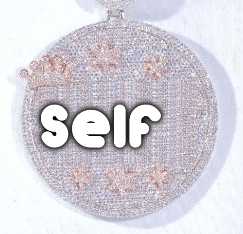 CUSTOM LETTER NECKLACE 3D BIG CROWN DISC