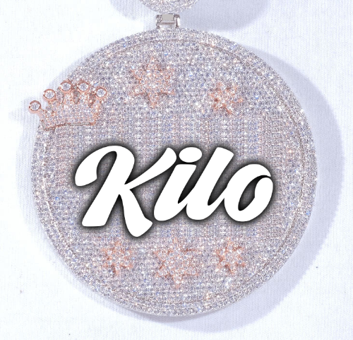 CUSTOM LETTER NECKLACE 3D BIG CROWN DISC