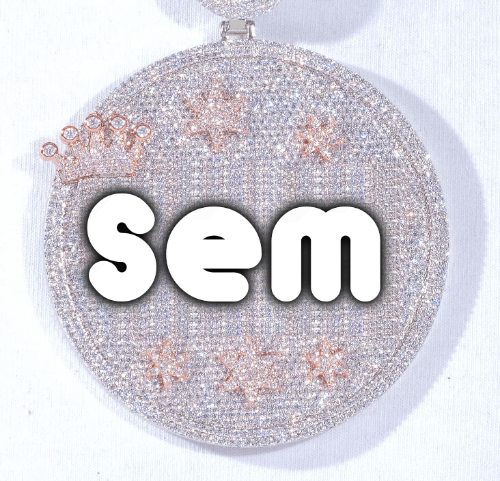 CUSTOM LETTER NECKLACE 3D BIG CROWN DISC