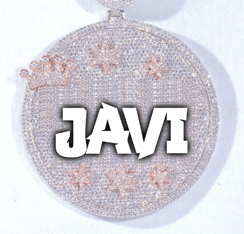 CUSTOM LETTER NECKLACE 3D BIG CROWN DISC