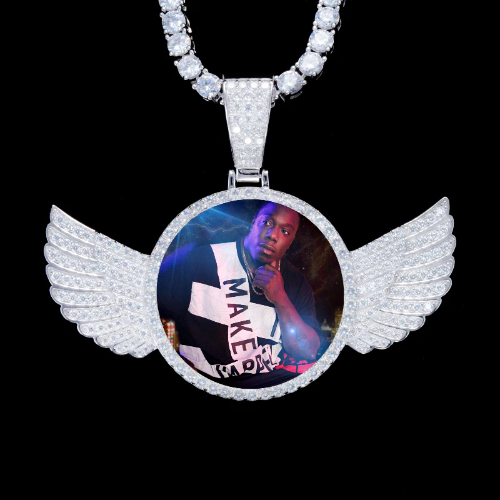 925S & VVS Moissanite 3D Wing Custom Picture Pendant