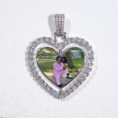 3D Spinning 2-Faced Heart Custom Picture Pendant