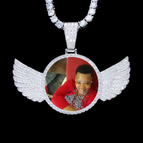 925S & VVS Moissanite 3D Wing Custom Picture Pendant