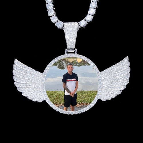 925S & VVS Moissanite 3D Wing Custom Picture Pendant