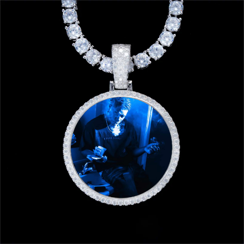 925S & VVS Moissanite 3D Circle Custom Picture Pendant