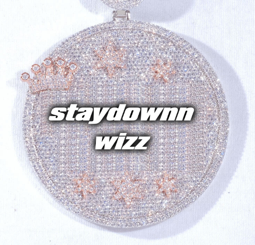CUSTOM LETTER NECKLACE 3D BIG CROWN DISC