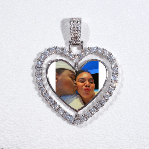 3D Spinning 2-Faced Heart Custom Picture Pendant