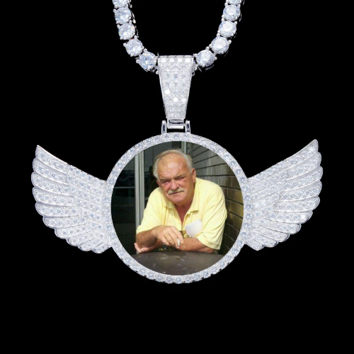 925S & VVS Moissanite 3D Wing Custom Picture Pendant