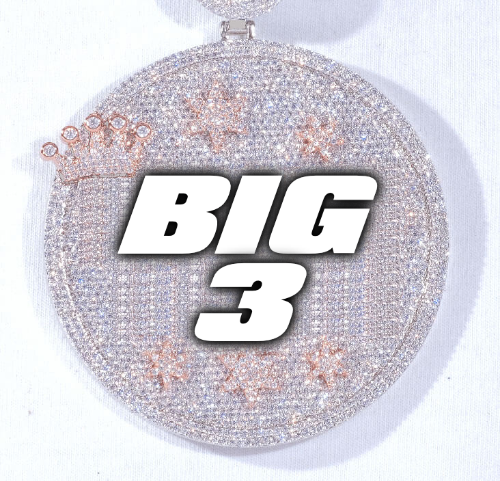 CUSTOM LETTER NECKLACE 3D BIG CROWN DISC