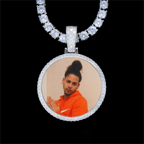 925S & VVS Moissanite 3D Circle Custom Picture Pendant