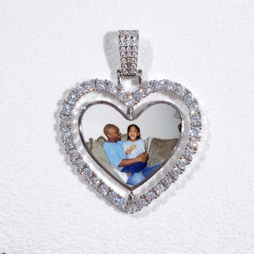 3D Spinning 2-Faced Heart Custom Picture Pendant