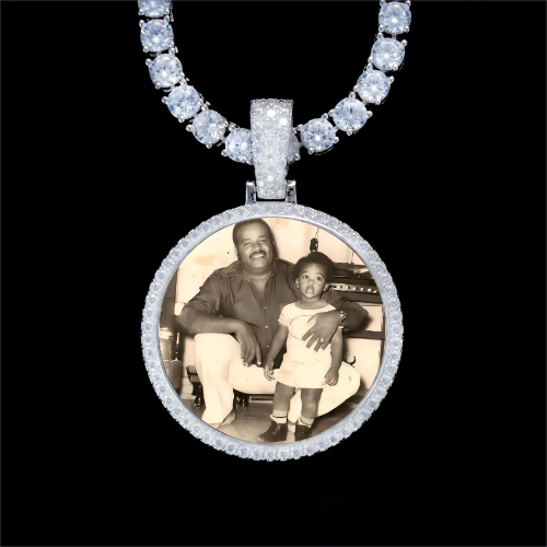 925S & VVS Moissanite 3D Circle Custom Picture Pendant