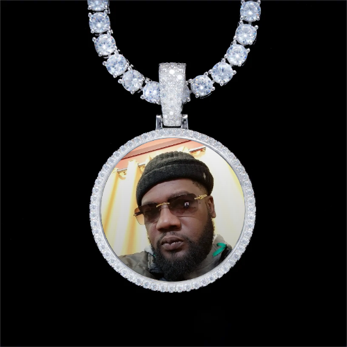 925S & VVS Moissanite 3D Circle Custom Picture Pendant