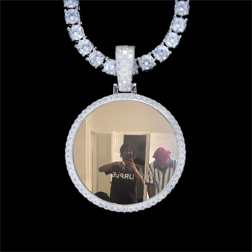 925S & VVS Moissanite 3D Circle Custom Picture Pendant