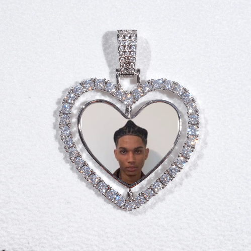 3D Spinning 2-Faced Heart Custom Picture Pendant