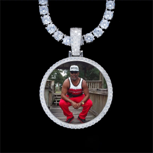 925S & VVS Moissanite 3D Circle Custom Picture Pendant