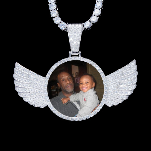925S & VVS Moissanite 3D Wing Custom Picture Pendant