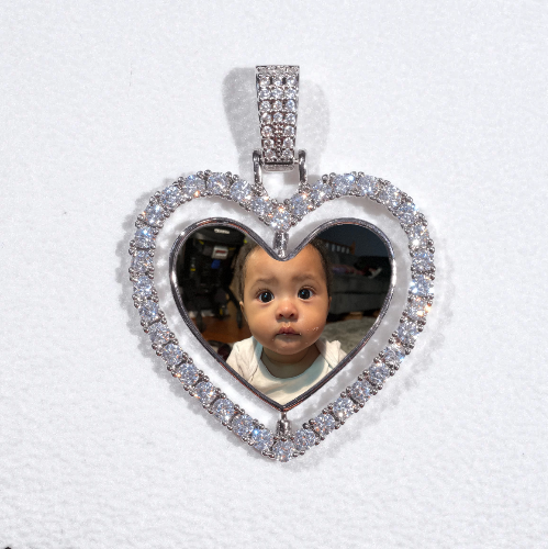 3D Spinning 2-Faced Heart Custom Picture Pendant
