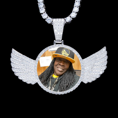 925S & VVS Moissanite 3D Wing Custom Picture Pendant