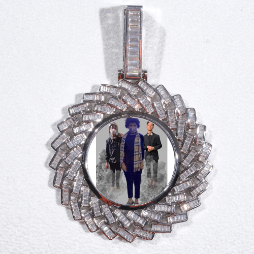 Large 3D Baguette Custom Picture Pendant