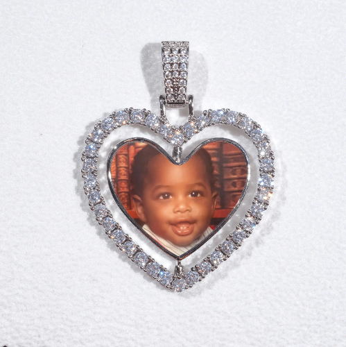3D Spinning 2-Faced Heart Custom Picture Pendant