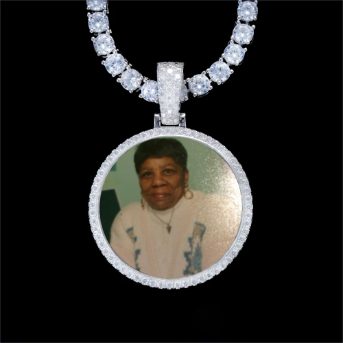 925S & VVS Moissanite 3D Circle Custom Picture Pendant