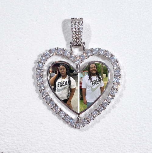 3D Spinning 2-Faced Heart Custom Picture Pendant