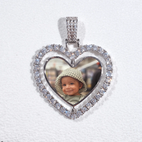 3D Spinning 2-Faced Heart Custom Picture Pendant