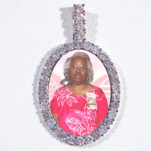 Large 3D Oval Custom Picture Pendant