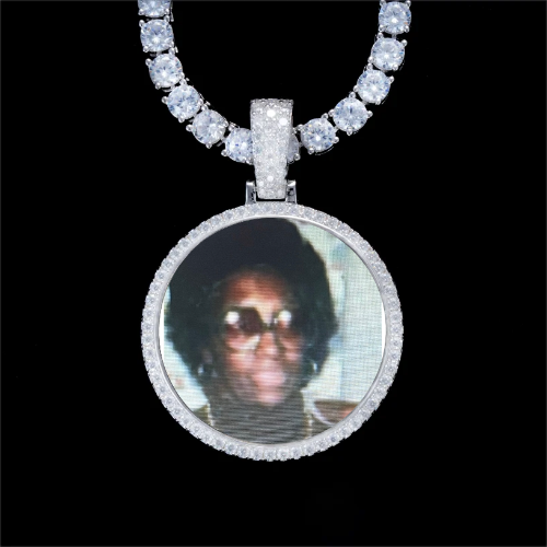 925S & VVS Moissanite 3D Circle Custom Picture Pendant